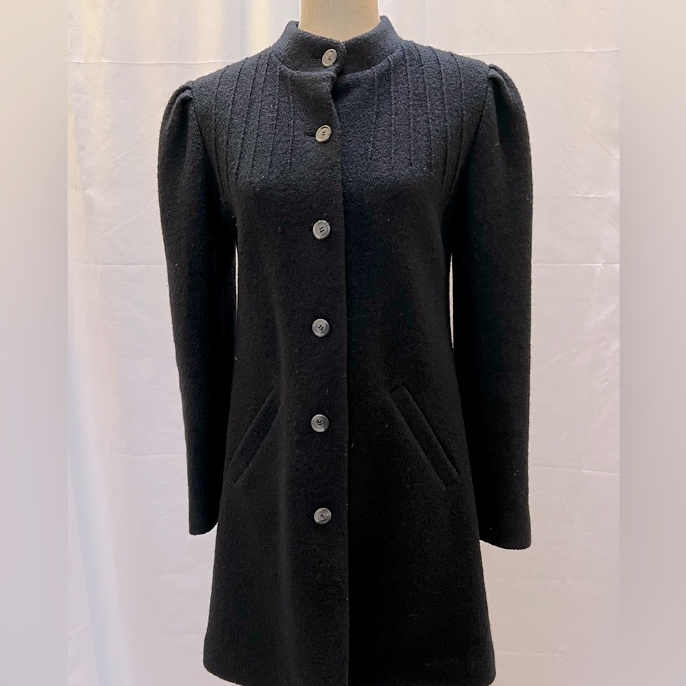 Vintage 90’s Daryl K-189 Barney’s Co-op pleated black wool car coat size M